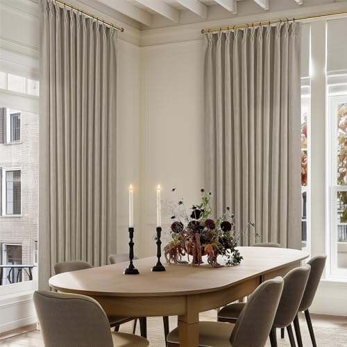 Burlywood Birch Pinch Pleat Linen Curtains 108 Inches Long 70 Inch Wide (Burlywood Birch / 70"W x 108"L (Pack of 1))