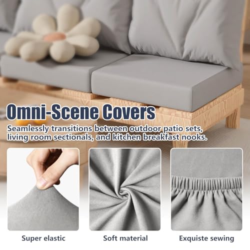 8Pcs Outdoor Cushion Covers (Air-grey / Square-large + Quadrate)