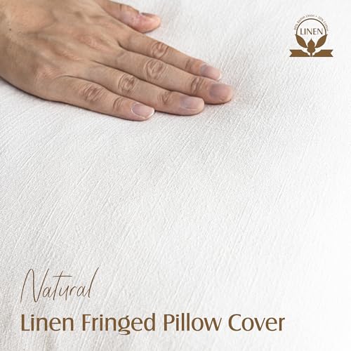 Decorative Linen Fringe Throw Pillow Covers 20×20 Inch (20" x 20" (Pack of 2) / White)