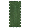 Scallop Jute Runner Rug Boho Jute Rug Scalloped Coastal Rug (Palm Green / 24 inches x 72 inches)
