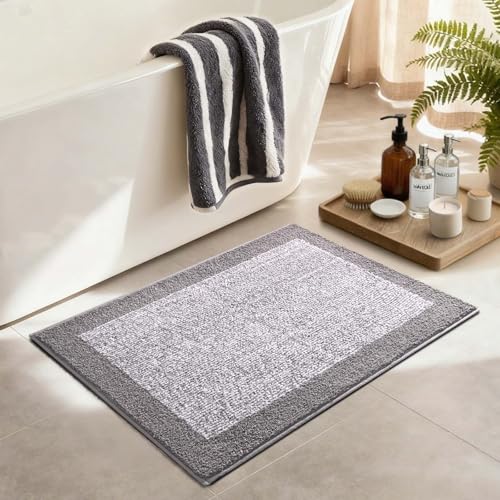 36x24 Bathroom Rugs Non Slip Washable (Light Grey / 2' x 3' (Rectangular))