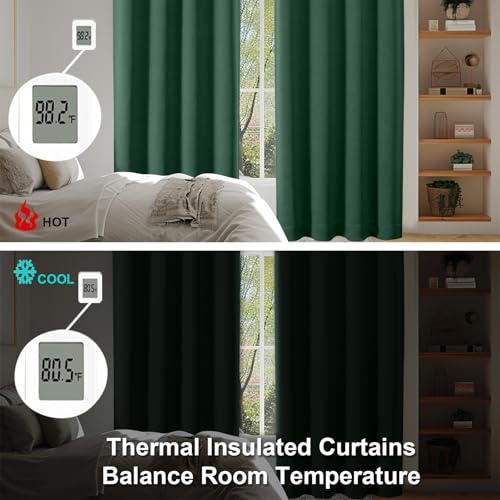 Ava Ever Green Blackout Curtains for Bedroom 84 Inch Length 2 Panels Set (Ever Green / 50"W x 84"L (Pack of 2))