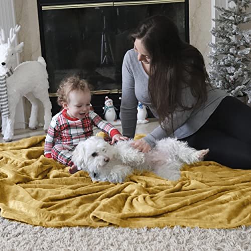 GentleSoft Fleece Throw XL Blanket Yellow (Yellow Gold / Throw XL (50" X 70"))