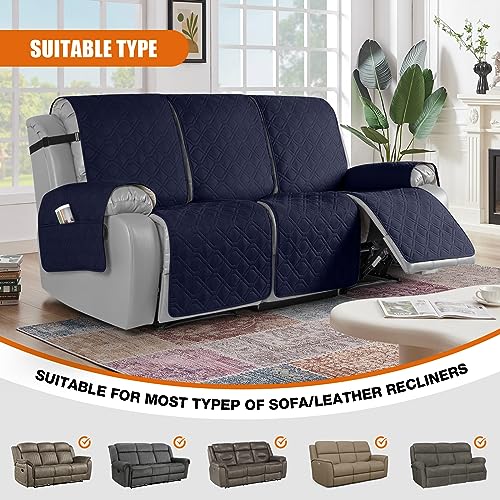 Waterproof Recliner Couch Covers Washable (Dark Blue / 3 Seater)