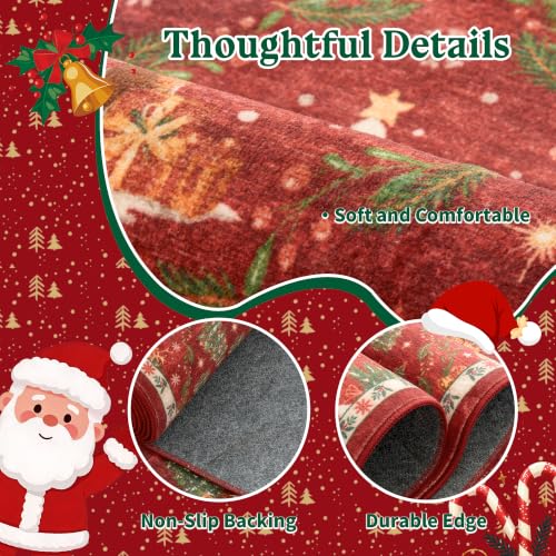 Christmas 3x10 Runner Rugs for Hallway (Christmas Red / 3' x 10' (Runner))
