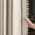 Beige 100% Boho Blackout Curtains 84 Inch 2 Panels with Tassels (Black / 52"W x 84"L (Pack of 2))