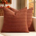 Fall Corduroy Decorative Throw Pillow Covers 18x18 Rust Pack of 2 (Rust / 18" x 18" (Pack of 2))