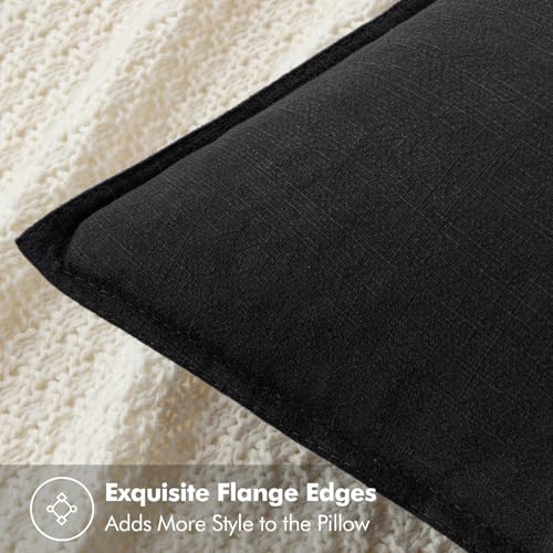 Decorative Linen Euro Sham Pillow Covers 24x24 Black (Black / 24" x 24" (Pack of 2))