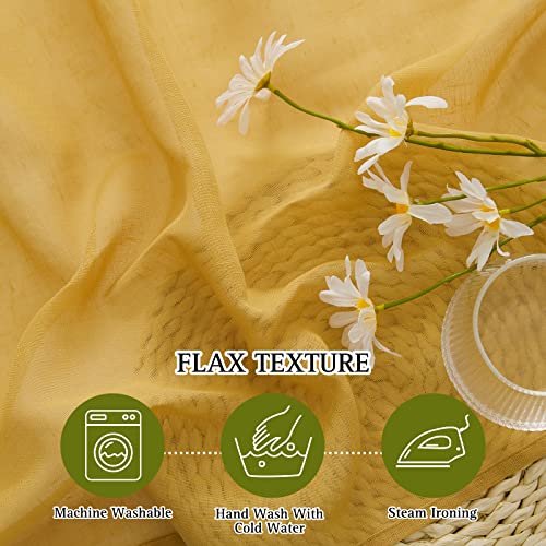 Citrine Linen Curtains 108 inches Long (52"W x 108"L (Pack of 2) / Citrine)