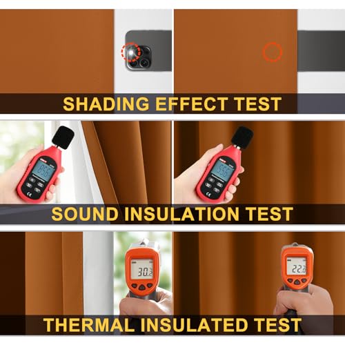 Burnt Orange 100% Blackout Curtains 63 Inches Long 50" Wide 2 PCS (50"W x 63"L (Pack of 2) / Burnt Orange With White Backing)