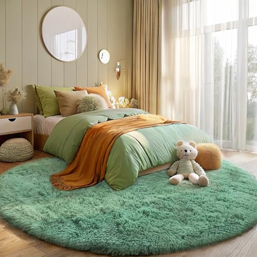 Mint Green Round Rugs for Bedroom (8 Ft Round / Mint Green)