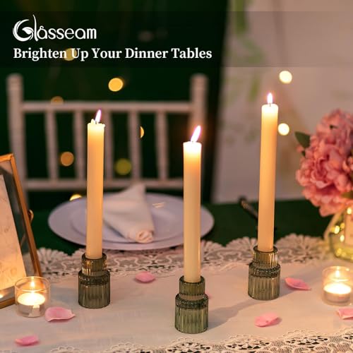 Taper Glass Candlestick Holders (Green)