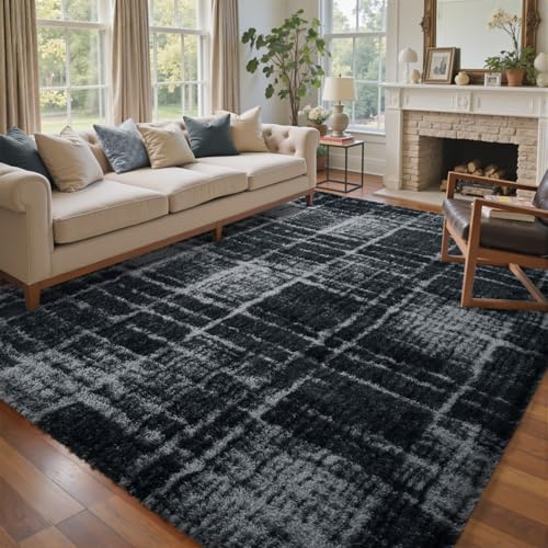 5x7 Ft Large Shag Rugs for Bedroom Living Room (Df Grey 5sm13 / 5' X 7' (Rectangular))
