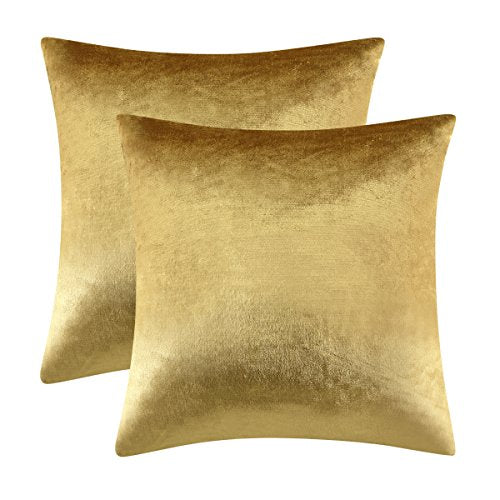 Gold Velvet Pillow Covers 18x18 Decorative Pillows Pack of 2 (Gold / 18" x 18" (Pack of 2))