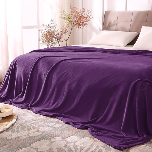 Fleece Blanket Soft Plush Full Bed Blanket Purple 84"x90" (Purple / Full(84"x90"))