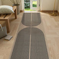 Modern Rainbow 2x8 Runner Rug (2'6" x 8' (Runner) / Nature/Black Rainbow)