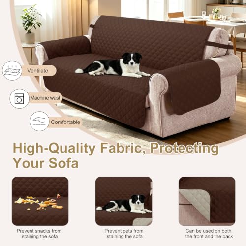 Reversible Sofa Cover for 3 Cushion (Brown/Beige / Sofa L - Large (68''))