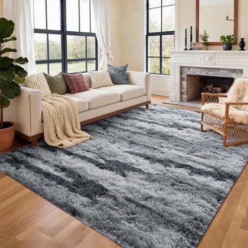 4x6 Ft Shag Rugs for Bedroom Living Room (Dg Grey 4sm02 / 4' X 6' (Rectangular))
