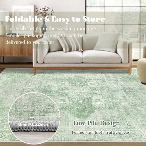 Area Rug 10x14 Washable Rug (Sage Green / 10' x 14' (Rectangular))