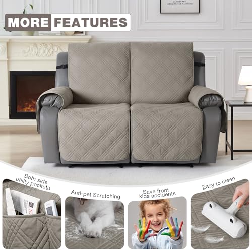 100% Waterproof Loveseat Recliner Cover (Light Brown / 2 Seater Standard)
