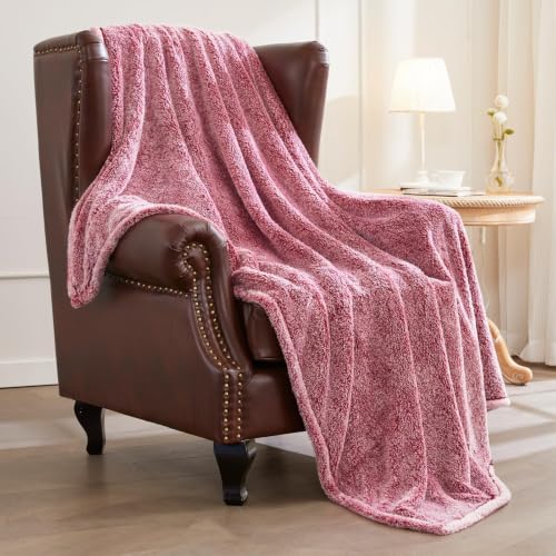 Fuzzy Large Fleece Throw Blanket for Couch (Mixed Deep Red / 50x70 IN)