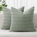 Euro Sham Corduroy Decorative Throw Pillow Covers 24x24 Grey Green (Greyish Green / 24" x 24" (Pack of 2))