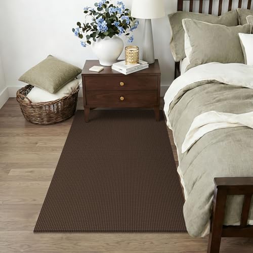 Rugs for Entryway 3x5 ft Washable Area Rug Non Slip Rubber Backed Entry Rug Woven Indoor Door Mat Cotton Kitchen Rugs Floor Carpet for Entryway (Brown/Dark Brown / 3' x 5' (Rectangular))