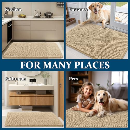 Dog Door Mat for Muddy Paws 59x20 (Beige / 59" X 20")