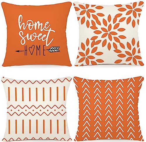 Fall Pillow Covers 22x22 Set of 4 (Orange / 22" x 22" (Pack of 4))