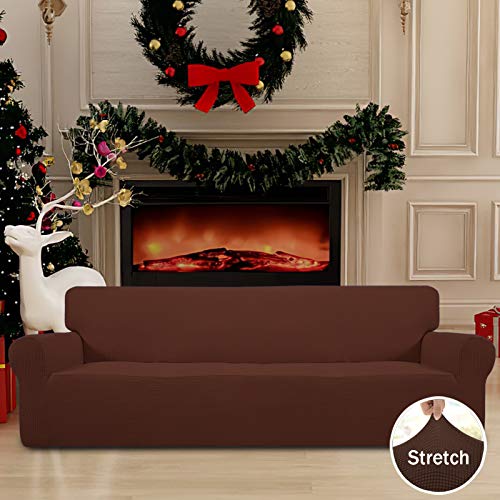 Stretch 4 Seater Oversized Sofa Couch Cover Coffee (XX-Large Sofa / Coffee)