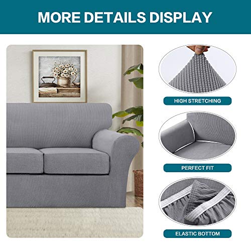 4 Piece Sofa Covers for 3 Cushion Couch Sofa Slipcover Soft Couch Cover for Dogs (Sofa (3 Cushion) / Dove)