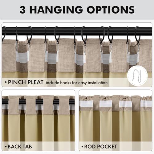 100% Blackout Linen Curtains 42 x 84 Inch Copper Brown 2 Panels (Copper Brown / 42"W x 84"L (Pack of 2))