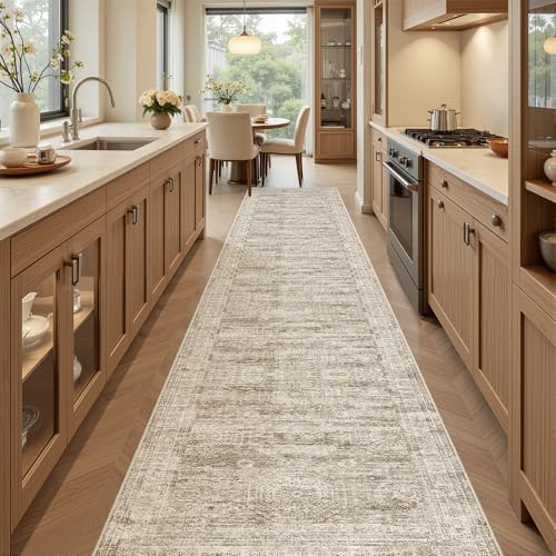 Runner Rug 2x10 Washable Non (Brown / 2' x 10' (Runner))