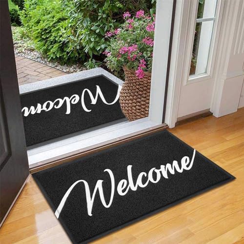 Door Mat 2 Pack Outside Inside Welcome Doormat 30"x17.5" Durable Floor Mat Non Slip Rug Ultra Absorb Mud Easy Clean Front Doormat for Garage (2'6" x 1'6" / 2pack Welcome)