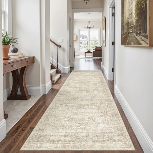 Washable Kitchen Runner Rug 3x6 Hallway Entry Rugs Non (Beige / 3' x 6' (Runner))