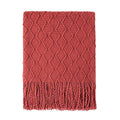 Rust Throw Blanket 60x80 Inch Boho Knitted Soft Throw Sofa Blanket (Rust / 60"x80")