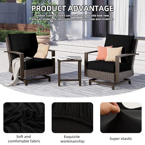 12Pcs Outdoor Cushion Covers (Black / 12PCS)