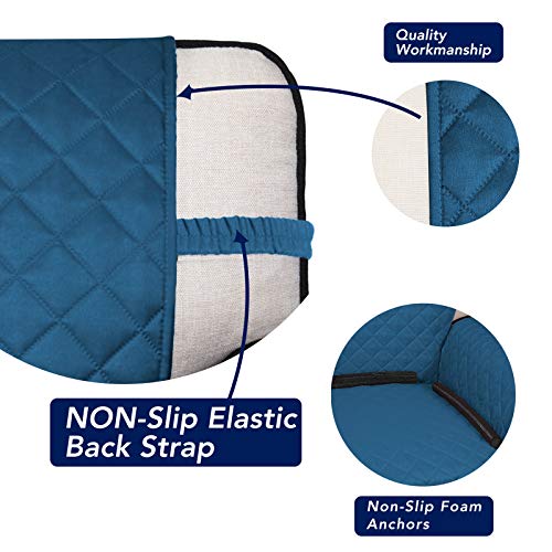 Reversible Quilted Couch Covers for Dogs Sofa Cover 4 Seater 88" (XX-Large / Peacock Blue/Beige)