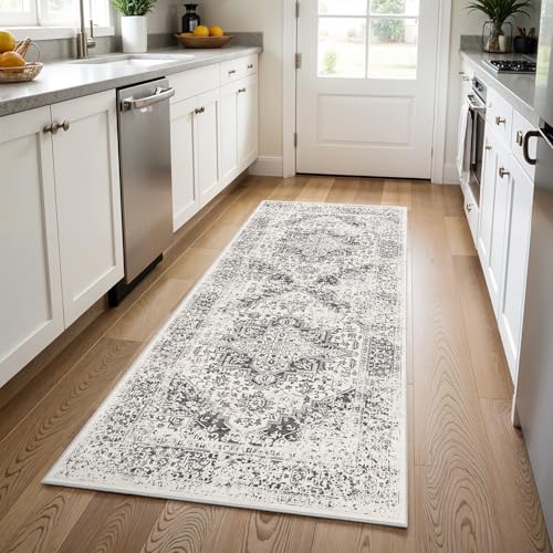 3x8 Washable Runner Rug (Distressed Grey / 3x8)