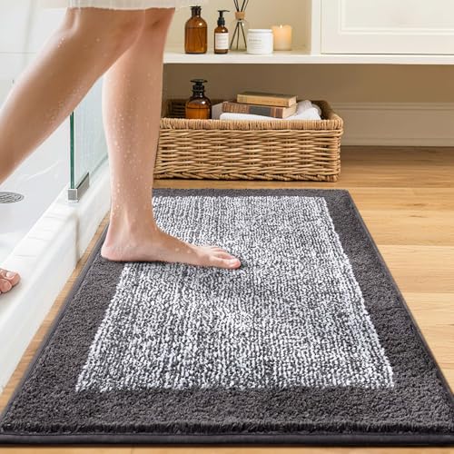 Bathroom Rugs 30x20 Non Slip Washable (A-grey / 1'8" x 2'6" (Rectangular))