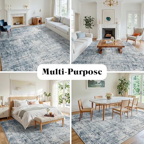 10x14 Washable Area Rug for Living Room Bedroom (Blue/Gold / 10' x 14' (Rectangular))