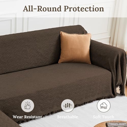 2 Piece Sectional Couch Cover for L Shape Sofa Chocolate XXXL (Chocolate / XXX-Large)