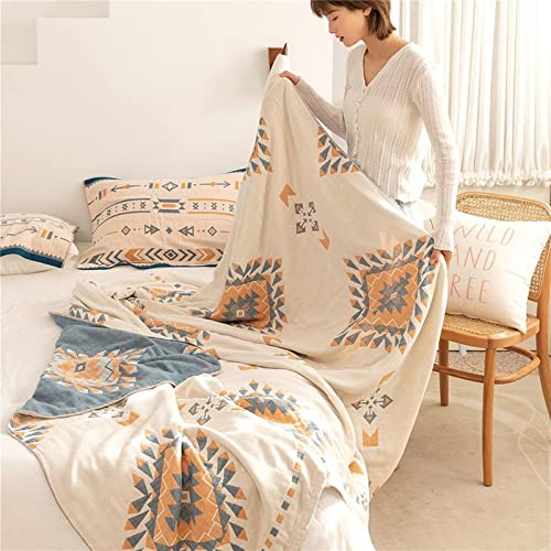Fall Cotton Muslin Boho Throw Blanket 60"x80" for Couch Bed (K-roman Holiday / 60"x80")