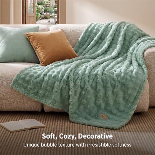 Cloud Bubble Fleece Twin Blanket for Bed (05 Sage Green / Twin (60" X 80"))