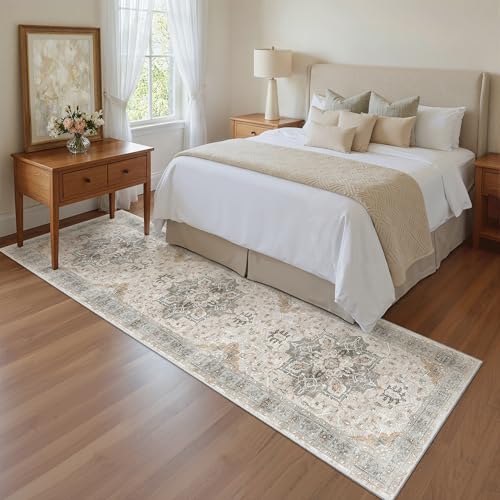 Hallway Runner Rug 2x8 Washable Kitchen Rugs Soft (Light Taupe Brown / 2' x 8' (Runner))