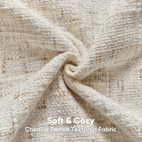 Pack of 2 Tweed Chenille Throw Pillow Covers 24x24 Inch (Cream / 24" x 24" (Pack of 2))
