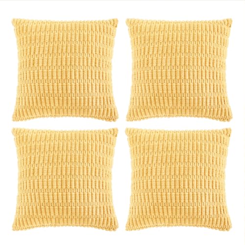 4 Packs Decorative Throw Pillow Covers for Living Room Couch Bed (26" x 26" (Pack of 4) / Yellow)