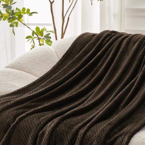Large Waffle Fleece Throw Blanket for Couch (Coffee / 50x70 in)