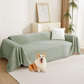 Chenille Sofa Slipcovers Sage Green Sofa Covers with Tassel Edge L Shaped Sectional Couch Covers for 3 Cushion Couch (91" x 134" / Tassels Edge-sage)