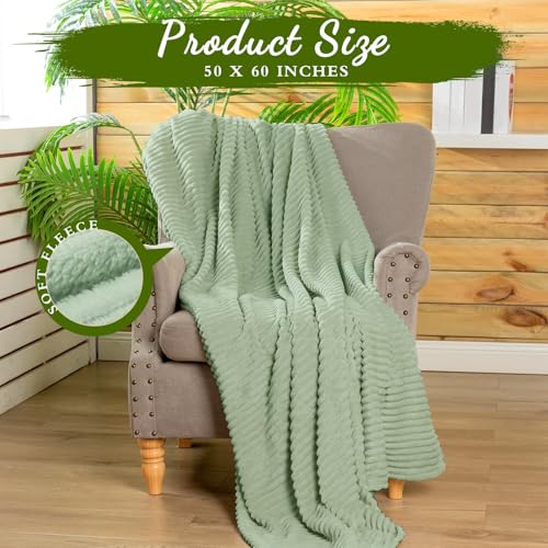 6 Pcs Flannel Blankets Bulk (Sage Green)